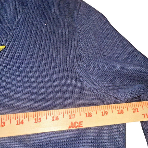 Lauren Ralph Lauren Sz XL Shawl Neck Sweater Nautical Cozy Navy &‎ Gold - Picture 9 of 12
